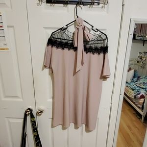 Pink with Black Lace Dress